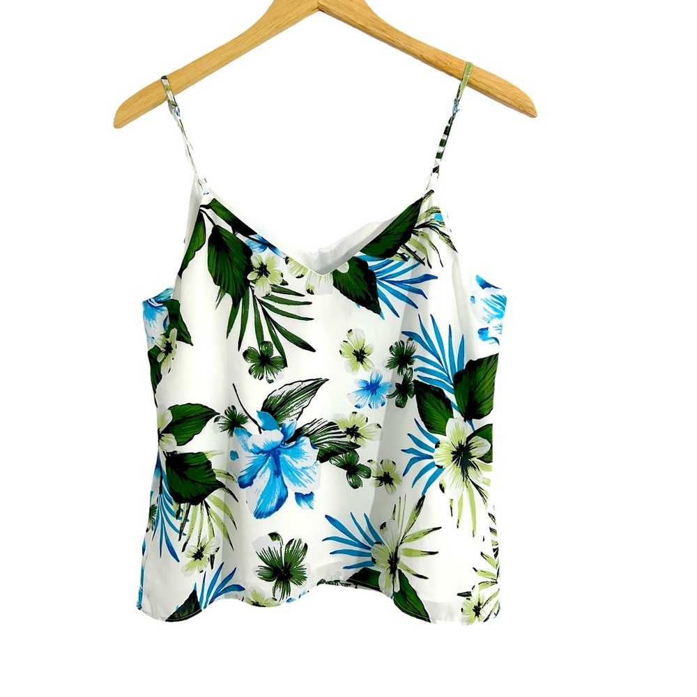 Banana Republic White Multicolor Tropical Print Cami Tank Top, Size Small
